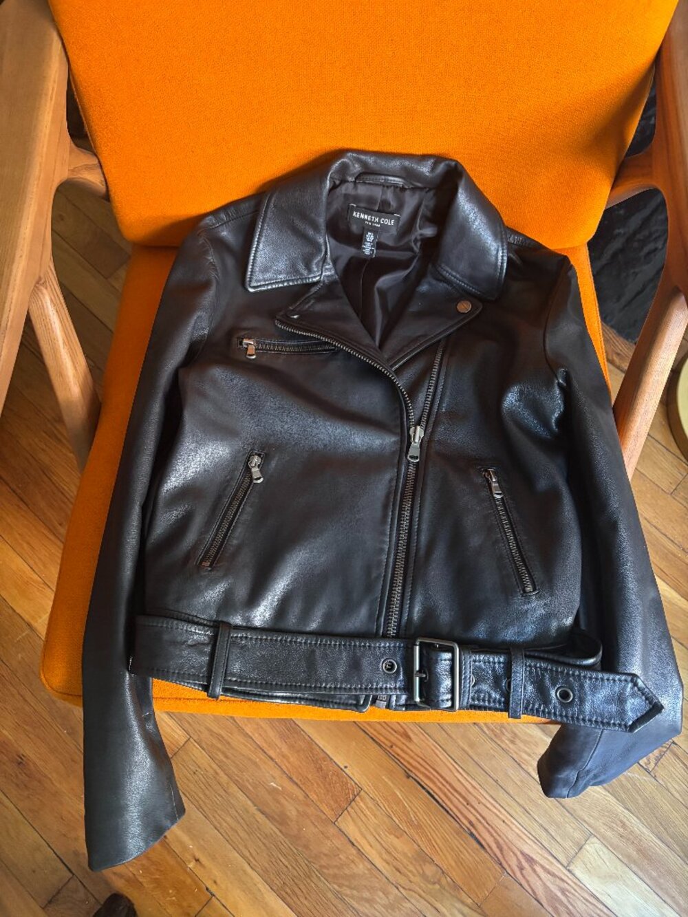 Kenneth Cole Leather Biker Jacket (Size Small)